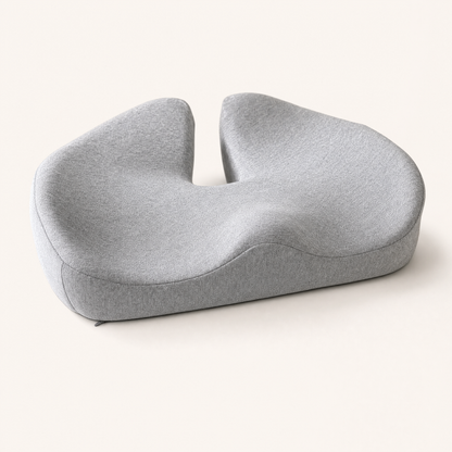 Orthopedic seat cushion showing the coccyx relief cut-out