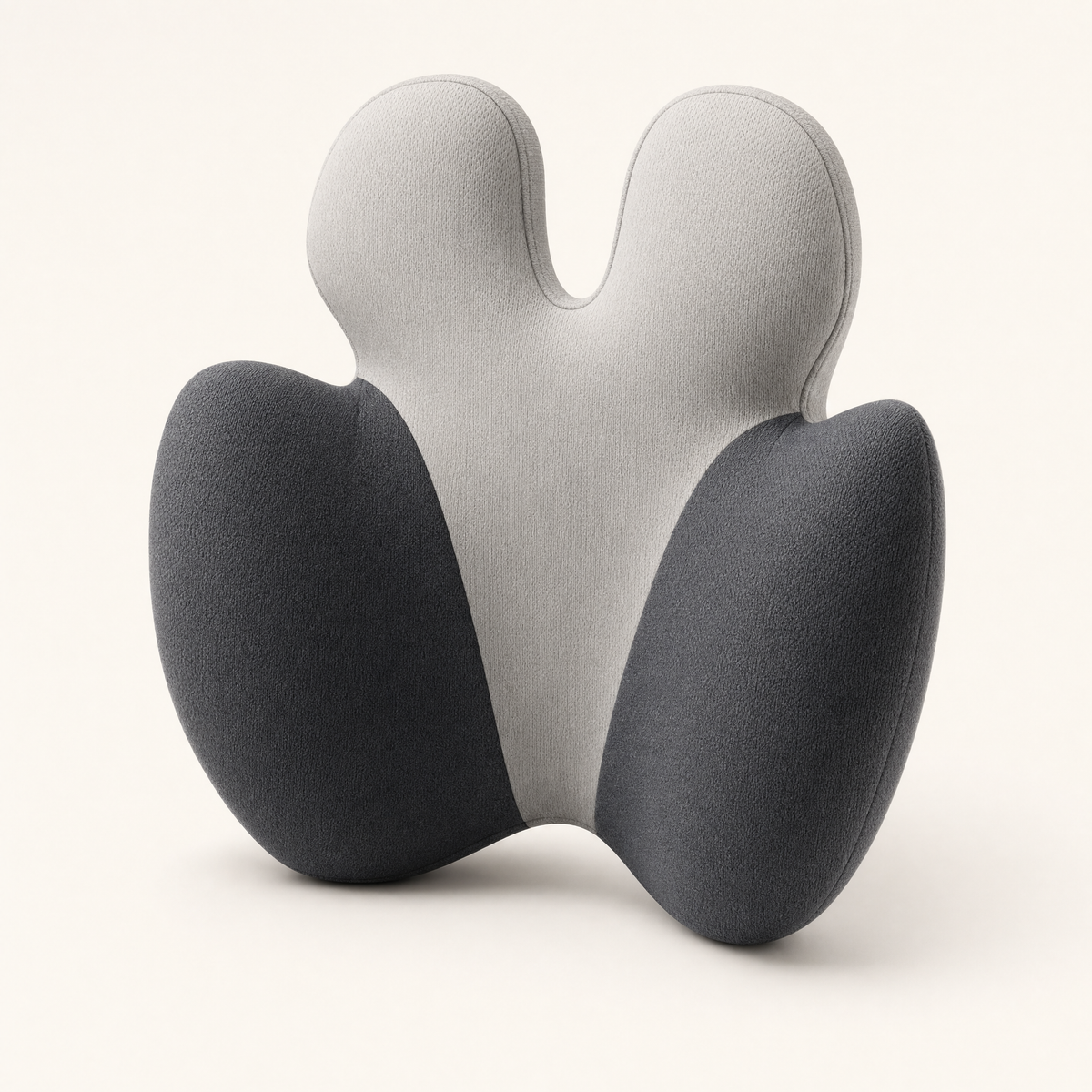 VESU Orthopedic Lumbar Cushion, butterfly-shaped memory foam back cushion in two-tone grey