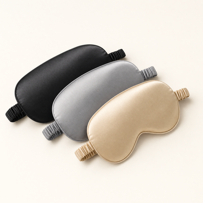 VESU Satin Sleep Eye Mask in Midnight Black, Storm Grey and Champagne
